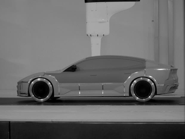 Black and white image of a Polestar Precept prototype