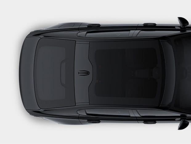 Black Polestar with panoramic roof bird view