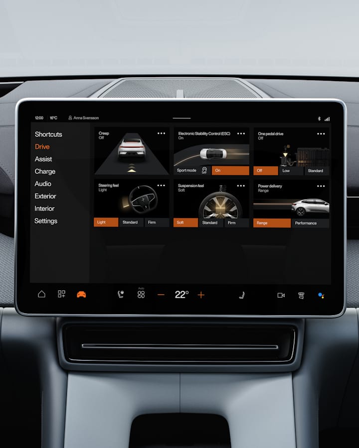 Polestar 4 centre display driver screen