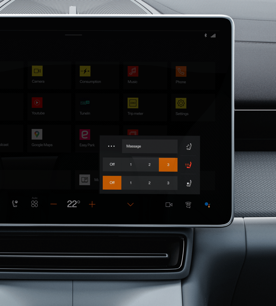 Controlling the heating on the centre display