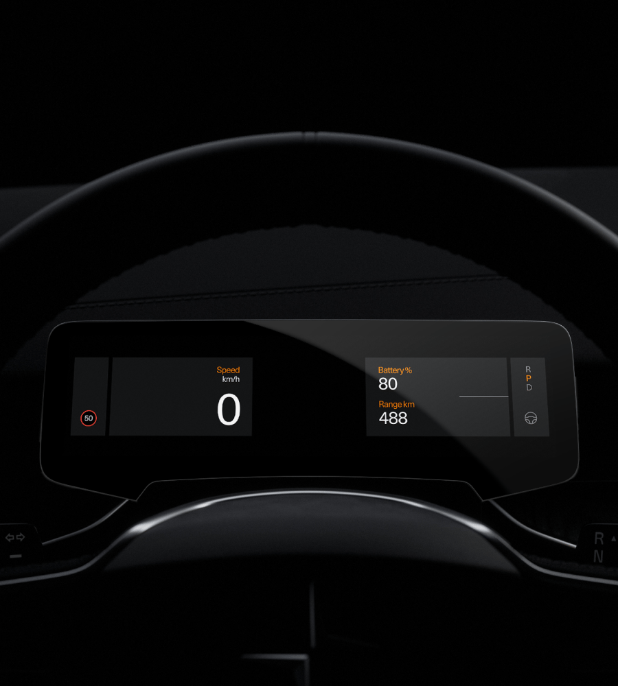 Polestar 3 driver display range factors.