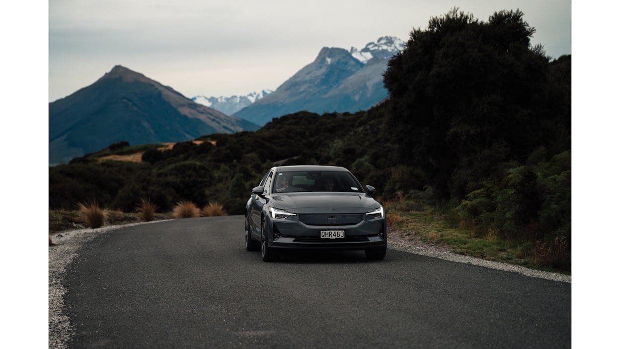 Polestar 2 on the open road in New Zealand