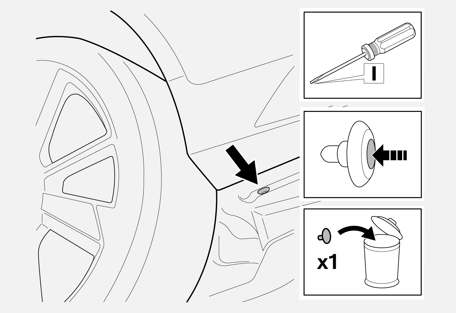 PS2-23w04-Mudflaps-Removing the clip - rear